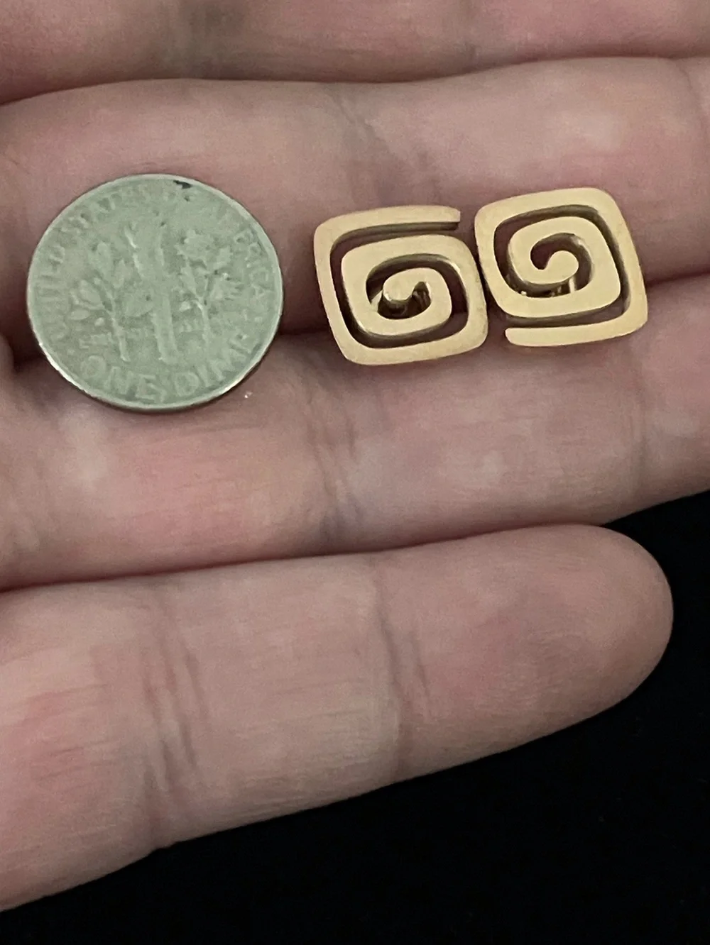 Square Spiral Stud Earrings in 18k Rose Gold Over Stainless Steel